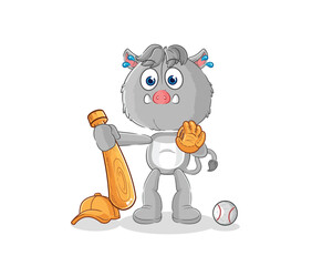 Naklejka premium wild boar baseball Catcher cartoon. cartoon mascot vector