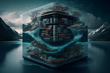 Storage as a service or SaaS concept for cloud data storage in online platforms like AWS, Digital Ocean. Generative AI