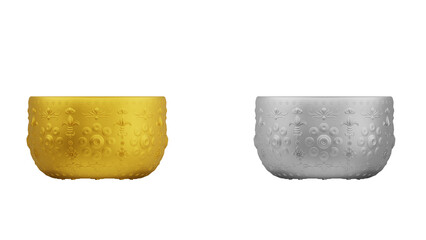 set of element of gold and silver bowl thai culture from image traced 3d. songkran festival thailand travel.