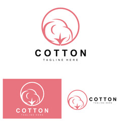 Cotton Logo, Soft Cotton Flower Design Vector Natural Organic Plants Apparel Materials And Beauty Textiles