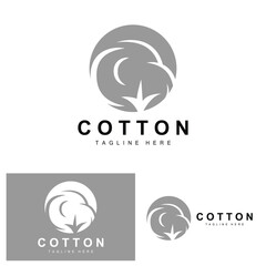 Fototapeta premium Cotton Logo, Soft Cotton Flower Design Vector Natural Organic Plants Apparel Materials And Beauty Textiles