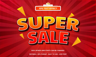 Super sale text effect template with minimalist style and bold font concept used for brand label and promotion tag