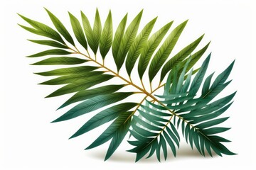 leaves of a palm tree on a white background. Generative AI