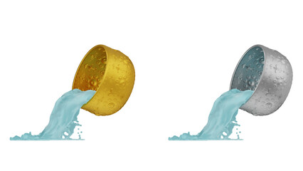 element of gold and silver bowl with water thai culture from image traced 3d. songkran festival thailand travel.