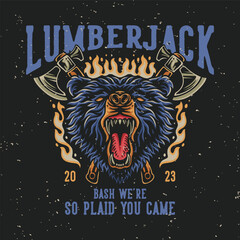 vector illustration lumberjack bash we’re so plaid you came for t shirt design