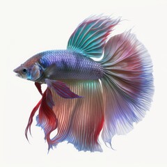 Veiltail Betta Fish Isolated on White Background.