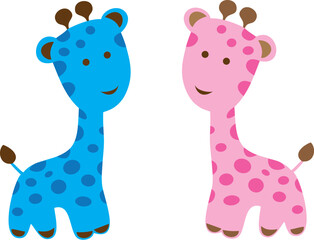 Vector Blue and Pink Giraffes.