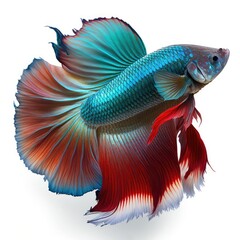 Fototapeta premium Double Tail Betta Fish. Isolated on White Background.