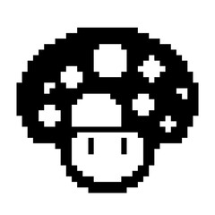 Mashroom icon black-white vector pixel art icon	