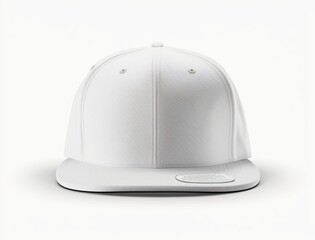 empty white snapback hat mockup isolated on a white blank background for design, flat baseball cap mock up, generative Ai
