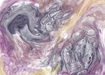 Abstract Fluid Acrylic Painting. Modern art. Marble Ink Background. Purple marbling acrylic pour background