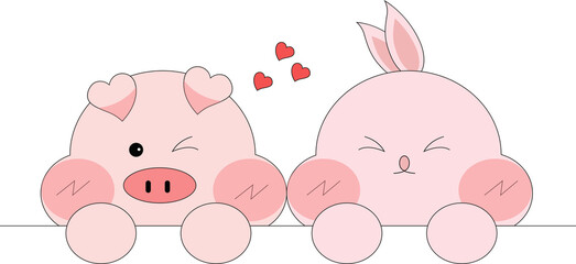lovely bunny and pig lover
