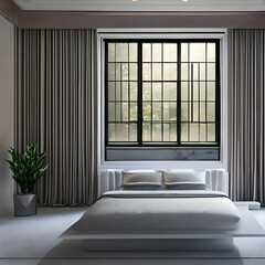 minimalist room with mostly white or neutral colors3, Generative AI