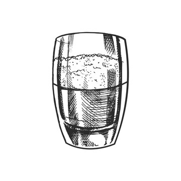 Glass of beer hand-drawn sketch isolated on white background. Vector vintage engraved illustration.