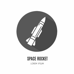 Space rocket logo. Illustration of space rocket in flat. Stock vector.