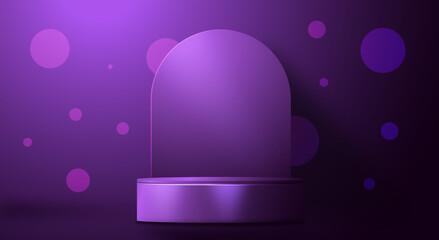 Realistic 3d cylinder pedestal podium for your showcase. Abstract vector rendering geometric forms. Product presentation, mock up, show cosmetic product, Podium, stage pedestal.