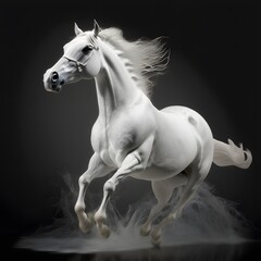 Fototapeta na wymiar white horse running created using AI Generative Technology
