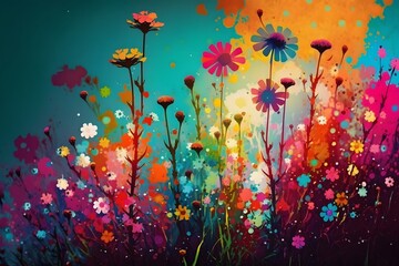 Obraz na płótnie Canvas colorful abstract flower created using AI Generative Technology