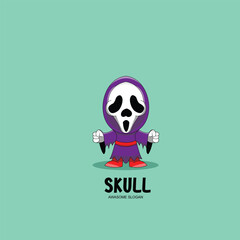 Skull mascot  character illustrator design logo template