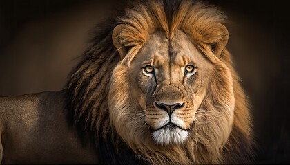 Portrait of a ferocious lion, Generative ai