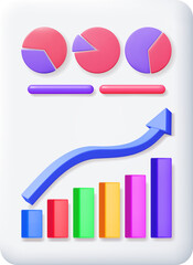 3D Paper Sheet with Pie Diagram