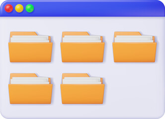 3D Desktop Interface Window with File Folder