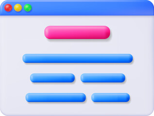 Fototapeta premium 3D Browser Window with Web Page