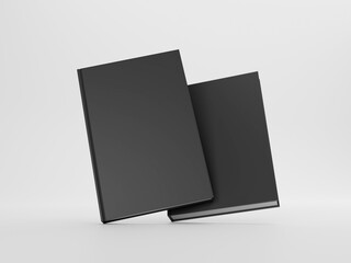 two black books isolated on white background with shadows, 3d rendering for your mock up