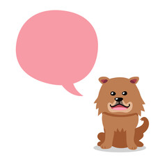Cartoon character brown dog with speech bubble for design.