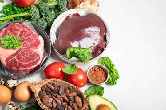 Iron rich foods. Healthy eating concept.