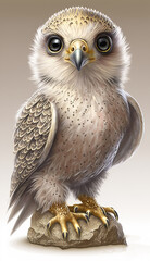 Very Sweet Baby Falcon  Bejeweled Only White Background Generative AI Digital Illustration Part#20323 