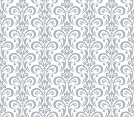 Flower geometric pattern. Seamless vector background. White and gray ornament. Ornament for fabric, wallpaper, packaging. Decorative print.
