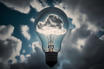 bulb in sky created using AI Generative Technology