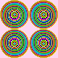 Fototapeta na wymiar Multi-colored circle drawing, Black background, Circular pattern, Design, Used as background.