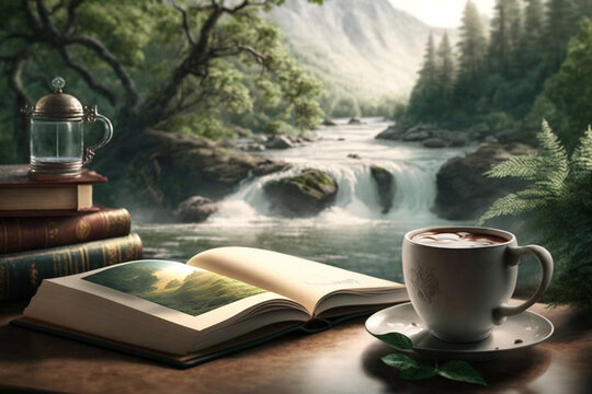 enjoy a coffee and read or write a book with a view of the falls