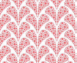 Flower geometric pattern. Seamless vector background. White and pink ornament