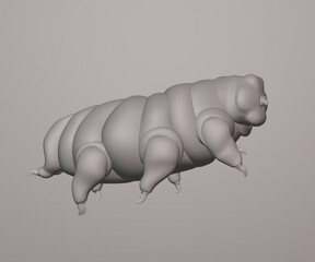 Tardigrade known as water bear or moss piglet is a phylum of eight-legged segmented micro-animals isolated 3d rendering