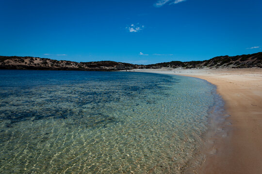 The panoramic view of Pondalowie beach on a clear day in Innes National Park