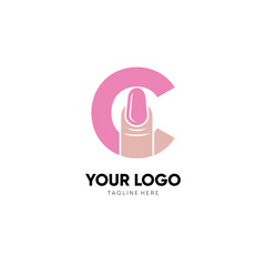 Obraz premium Letter C Nail Art Logo Design Vector Icon Graphic Emblem Illustration