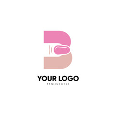 Letter B Nail Art Logo Design Vector Icon Graphic Emblem Illustration