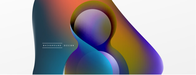 Fluid abstract background. Liquid color gradients composition. Round shapes and circle flowing design for wallpaper, banner, background or landing