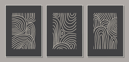 Minimalist design poster set with abstract organic shapes composition