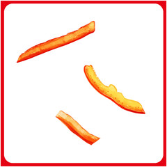 手描き水彩のカットパプリカ赤イラスト