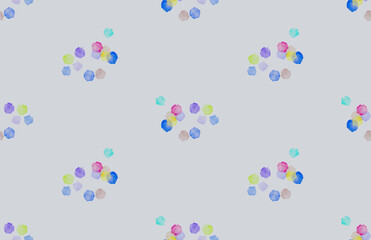 集合したカラフルドット模様 グレー