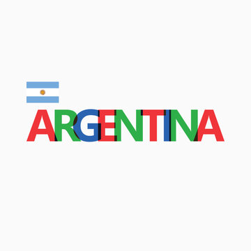 Argentina colorful RGB typography with its national flag. South American country name decoration.