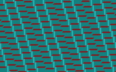 Teal and dark red intertwined geometric shapes. Suitable for wallpaper, background, banner, cover, and card.