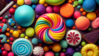 Fototapeta na wymiar Colorful candy on the table