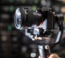 Fototapeta na wymiar Professional camera for shooting video and photos