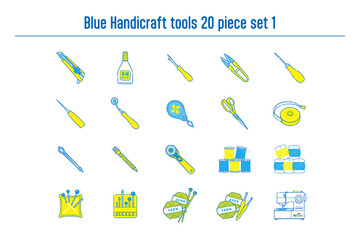 青い手芸用具の20点セットno.1