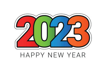 2023 happy new year colorful text typography design